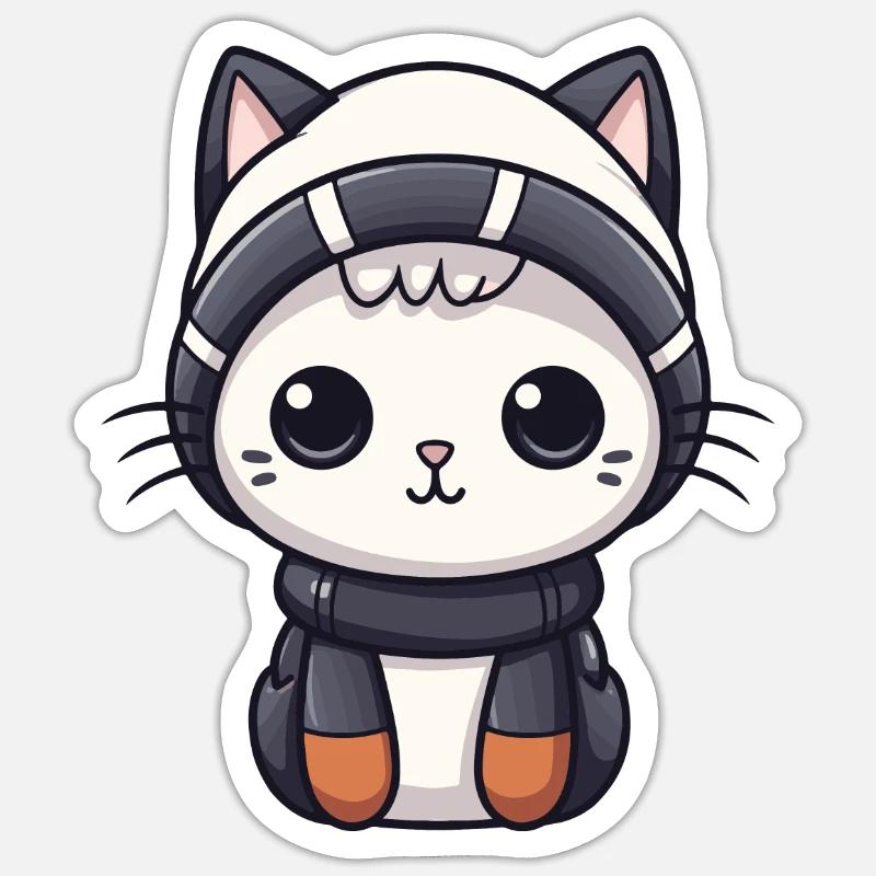 Cat Winter Comic - Sticker size S (10 x 10 cm) - white matte