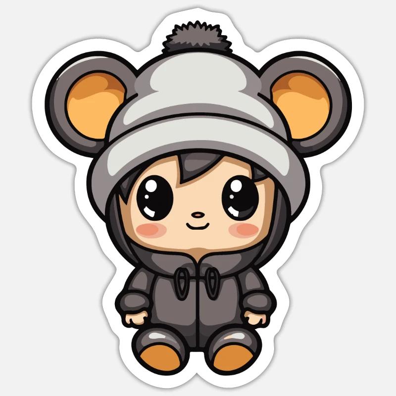 Mouse Winter Comic - Sticker size S (10 x 10 cm) - white matte