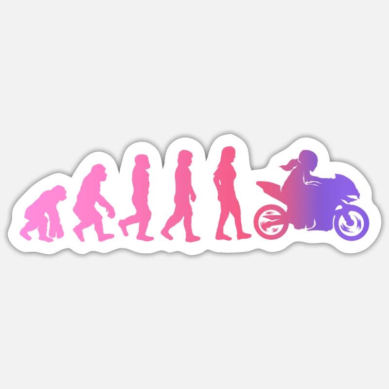 Motorradfahrerin Geschenk Bikerin Evolution Sticker Größe S (10 x 10 cm)