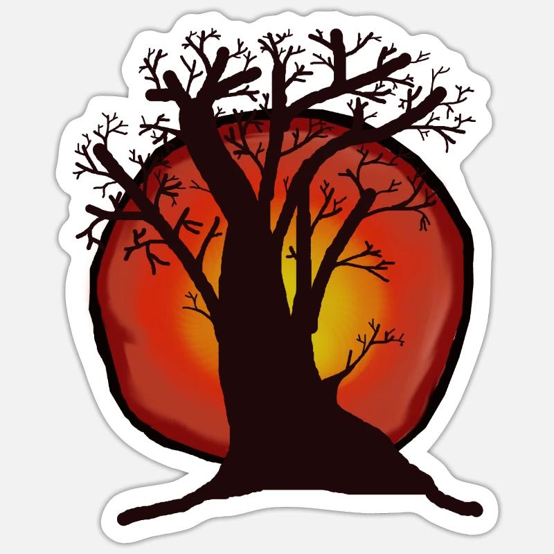 Tree, Sun, Sunset, Sunrays, Forest Sticker size S (10 x 10 cm)