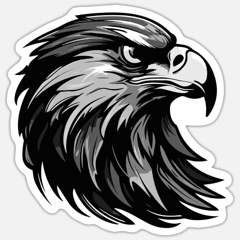 Tête d’aigle Portrait Animal - Sticker taille S (10 x 10 cm) - blanc mat