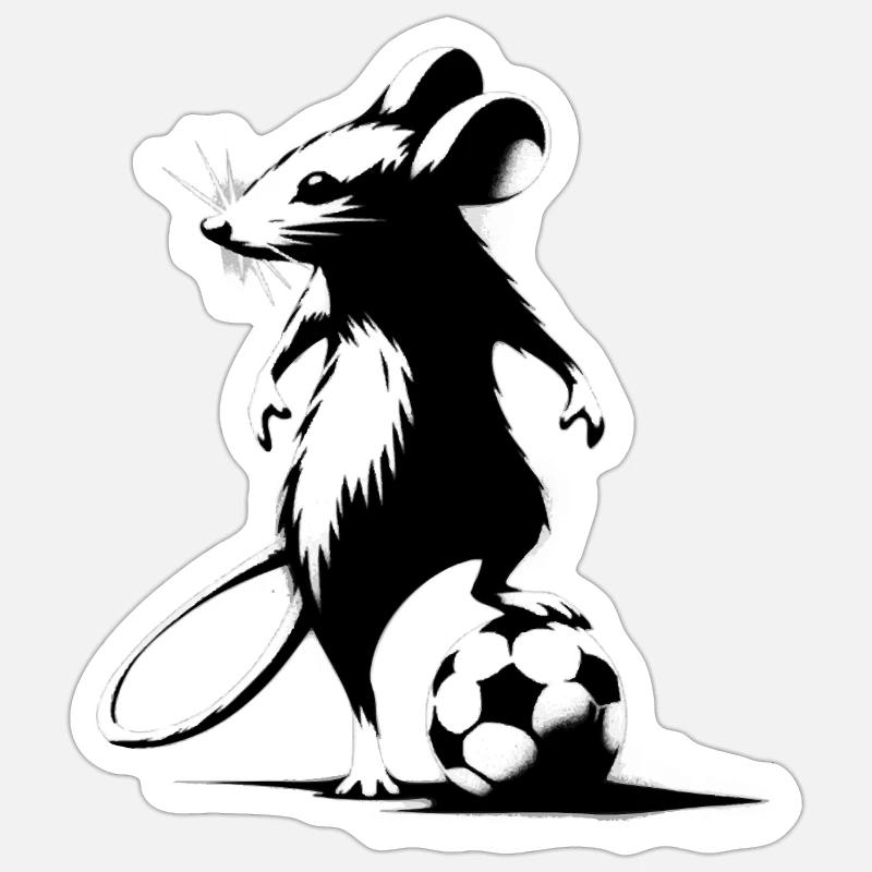 Topo che gioca a calcio - Sticker formato S (10 x 10 cm) - bianco opaco