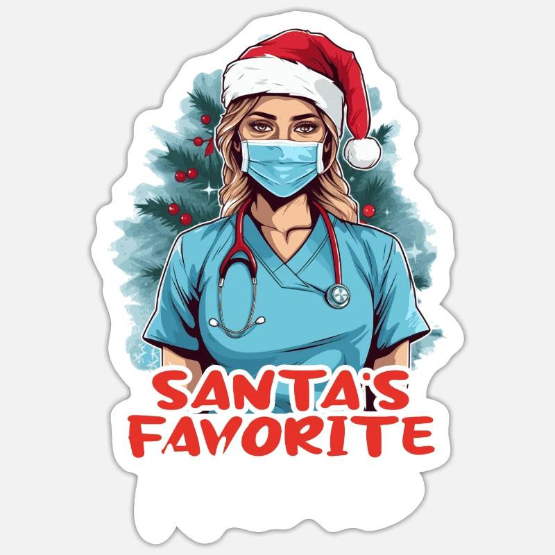 Infirmière de joyeux Noël - Sticker taille S (10 x 10 cm) - blanc mat