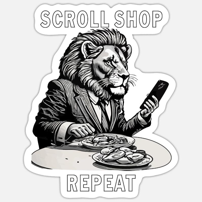 SMARTPHONE SCROLL SHOP REPEAT - Sticker Größe S (10 x 10 cm) - Mattweiß