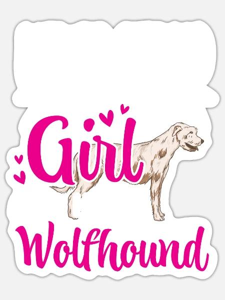 Mädchen und ihr Irischer Wolfshund Wolfhound - Sticker Größe S (10 x 10 cm) - Mattweiß