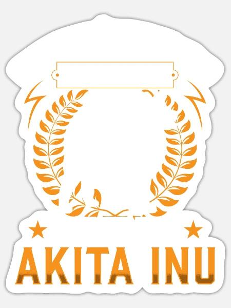 Mann mit Akita Inu Shiba Inu - Sticker Größe S (10 x 10 cm) - Mattweiß