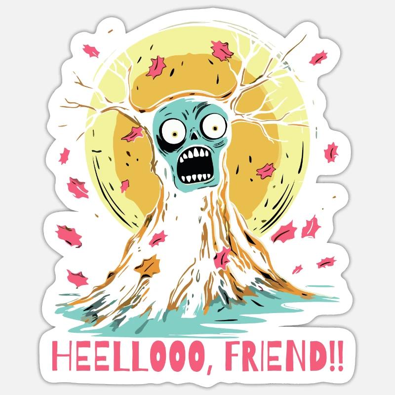 Hallo! Horror Baum Freund - Sticker Größe S (10 x 10 cm) - Mattweiß