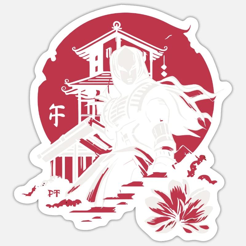 Japanese samurai hero - Sticker size S (10 x 10 cm) - white matte