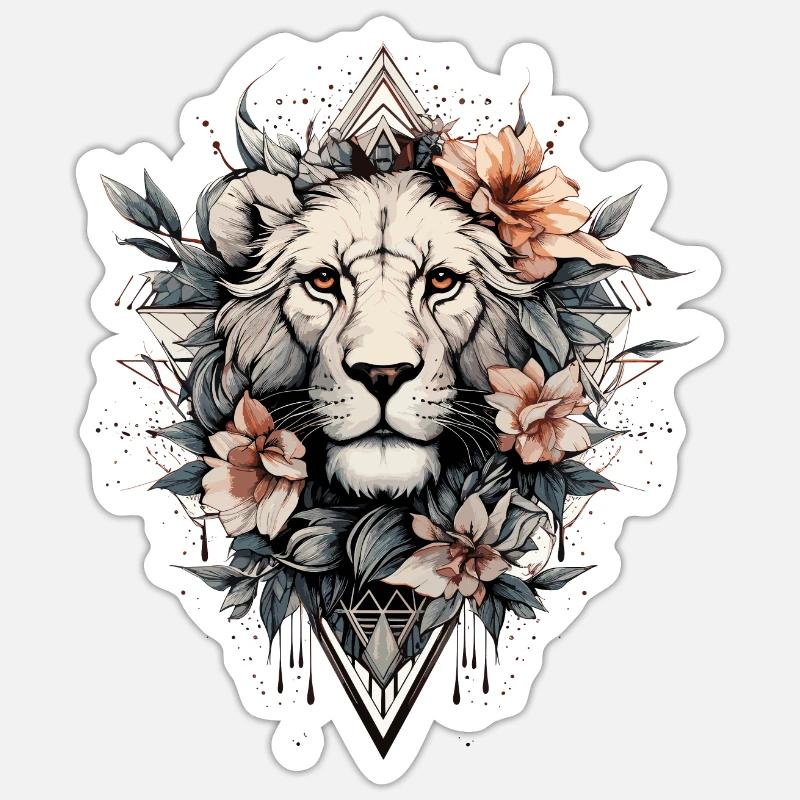 Löwe - Sticker Größe S (10 x 10 cm) - Mattweiß
