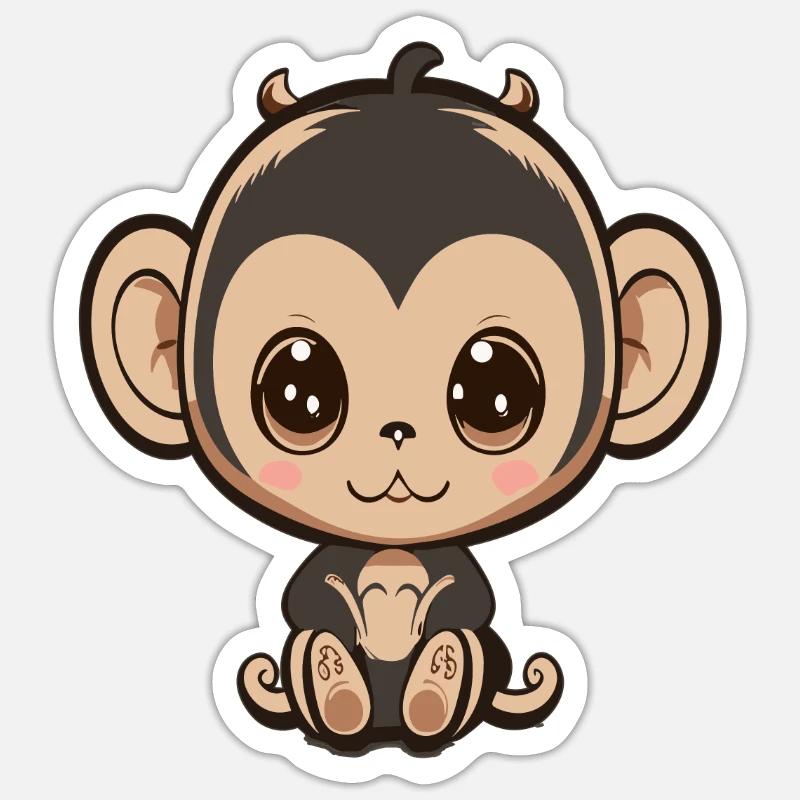 Süßer Affe - Sticker Größe S (10 x 10 cm) - Mattweiß