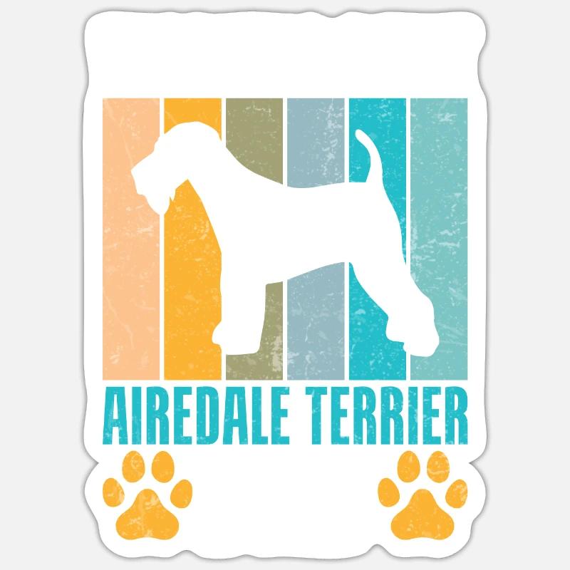 Cadeaux Airedale Terrier - Sticker taille S (10 x 10 cm) - blanc mat