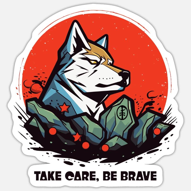 Sei mutig wie ein Wolf - Sticker Größe S (10 x 10 cm) - Mattweiß