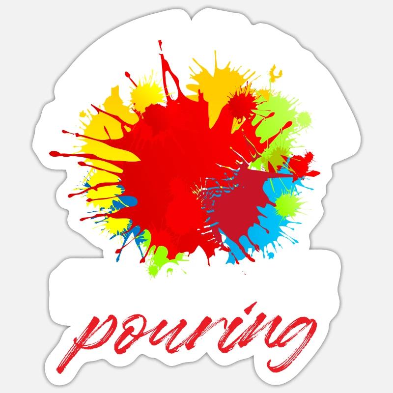 Pas de pinceau Pas de problème Coulée d’acrylique - Sticker taille S (10 x 10 cm) - blanc mat