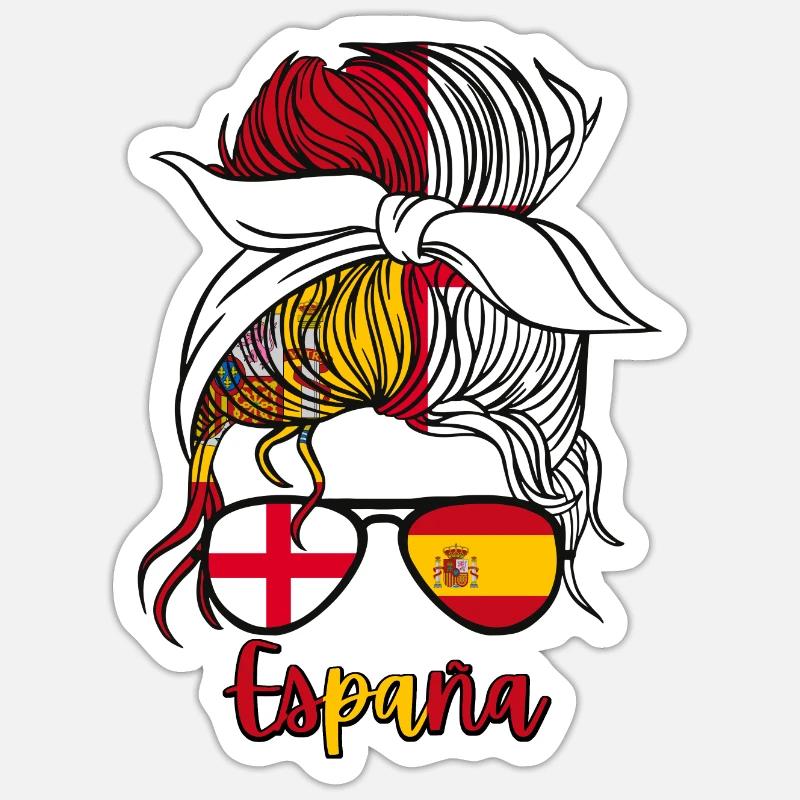 Halb Spanisch, halb Englisch, Mädchen, Spanien, England, Flagge Sticker Größe S (10 x 10 cm)
