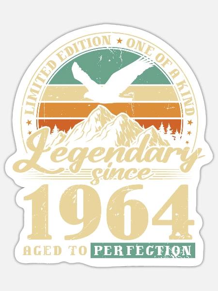 Legendär seit 1964 Vintage Geburtstagsgeschenk - Sticker Größe S (10 x 10 cm) - Mattweiß