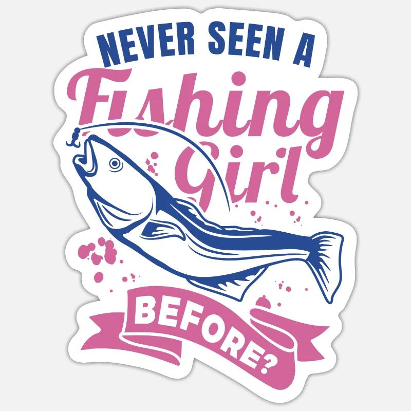 Fischermädchen - Sticker Größe S (10 x 10 cm) - Mattweiß