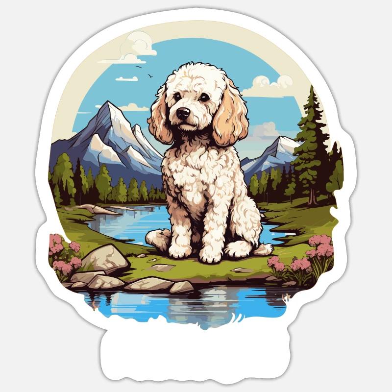 Caniche - Sticker taille S (10 x 10 cm) - blanc mat