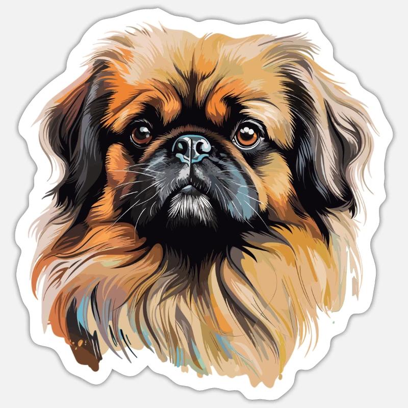 Pekingese - Sticker Größe S (10 x 10 cm) - Mattweiß