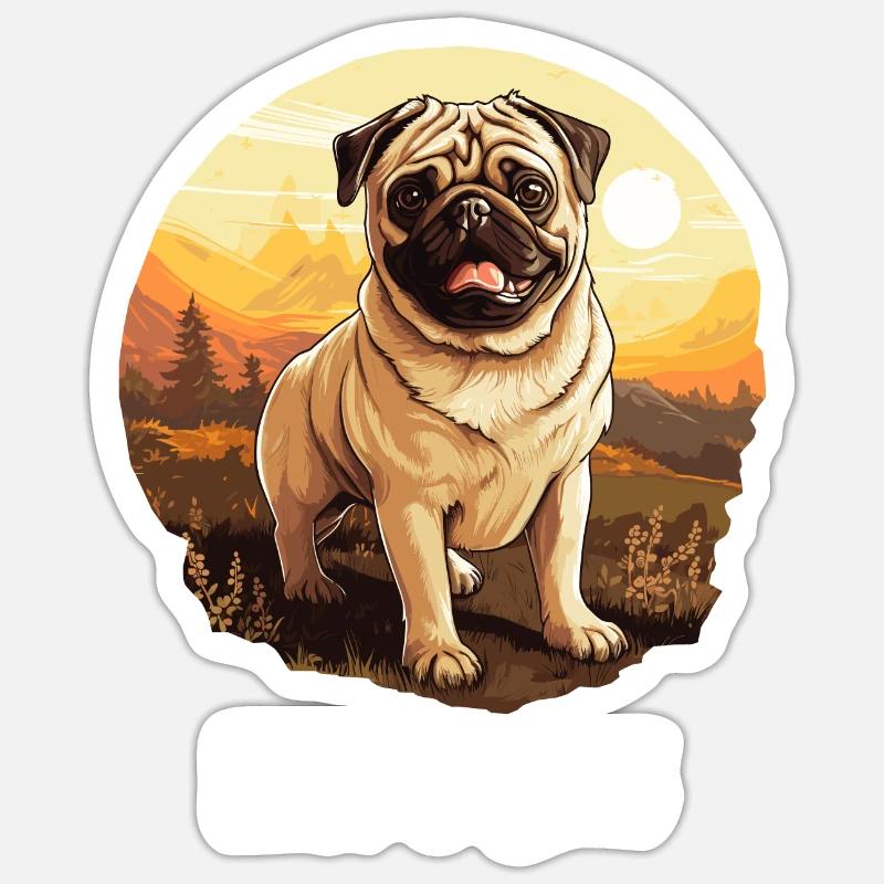 Mops - Sticker Größe S (10 x 10 cm) - Mattweiß