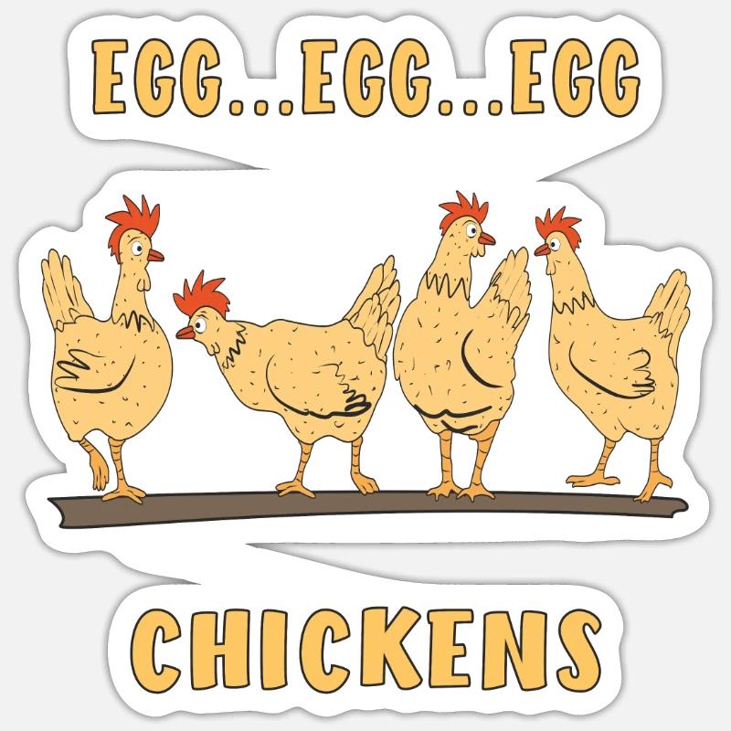 HÜHNER EI CHICKENS - Sticker Größe S (10 x 10 cm) - Mattweiß