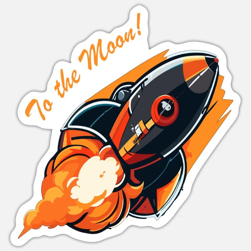 Fusée - Vers la Lune ! Sticker taille S (10 x 10 cm)