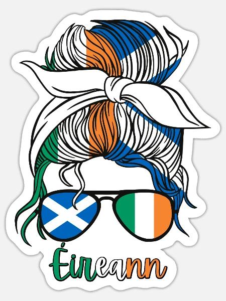 Éireann Halb Schottin Halb Irisches Mädchen Irland - Sticker Größe S (10 x 10 cm) - Mattweiß