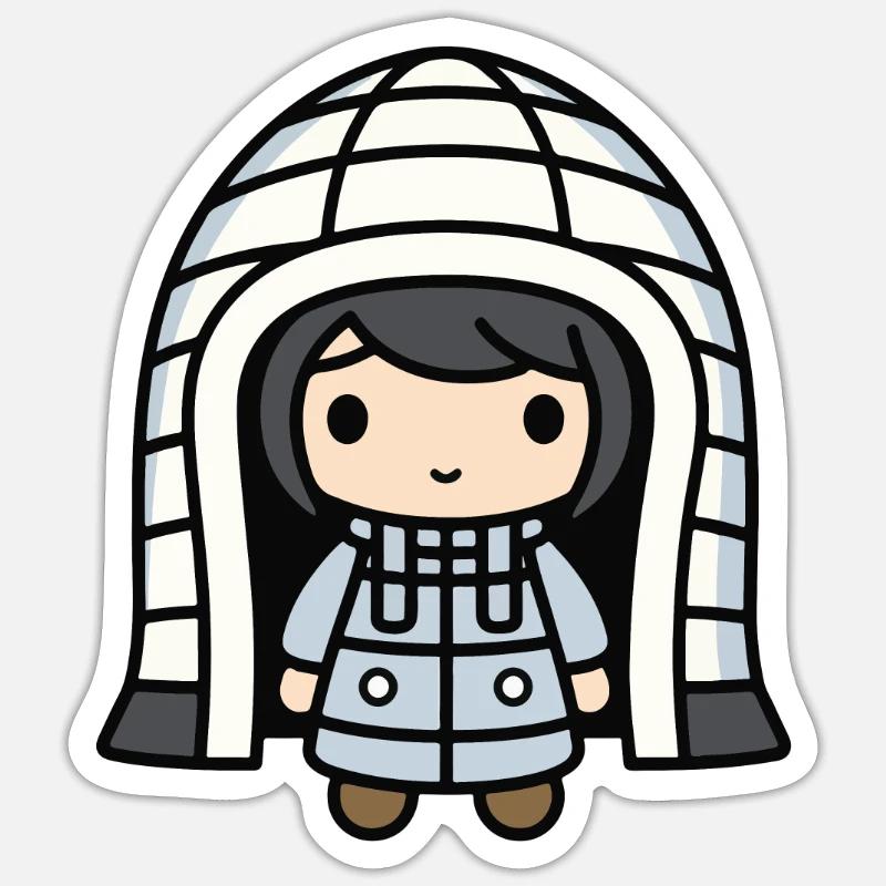 Eskimo Iglu Winter Comic Sticker Größe S (10 x 10 cm)