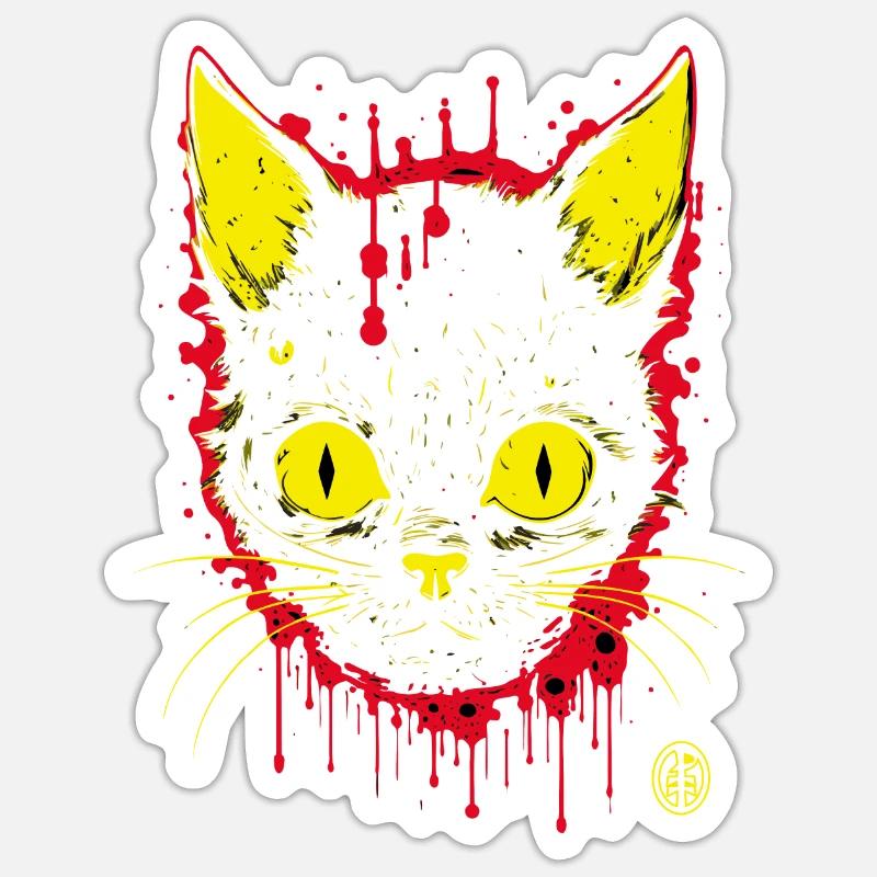 Horror-Katze - Sticker Größe S (10 x 10 cm) - Mattweiß