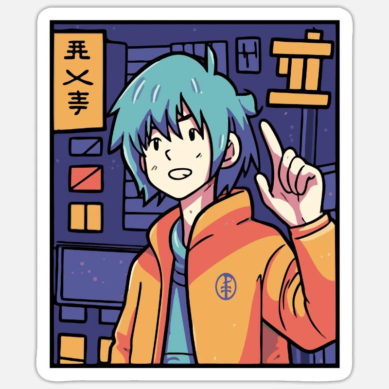 Anime-Junge - Sticker Größe S (10 x 10 cm) - Mattweiß