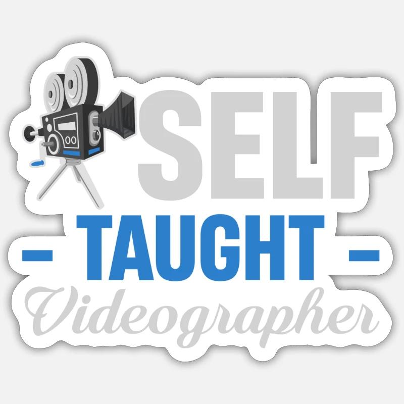 Autodidacte, Vidéaste, Drôle - Sticker taille S (10 x 10 cm) - blanc mat