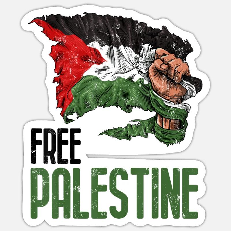 Drapeau de la Palestine - Sticker taille S (10 x 10 cm) - blanc mat