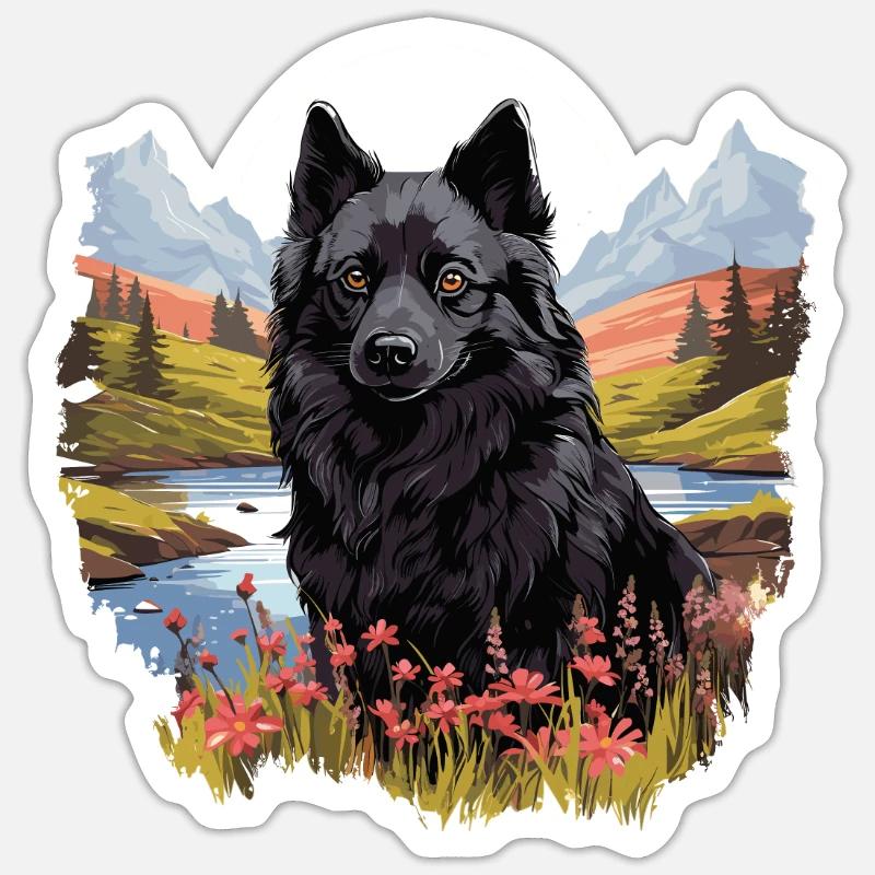 Schipperke - Sticker Größe S (10 x 10 cm) - Mattweiß