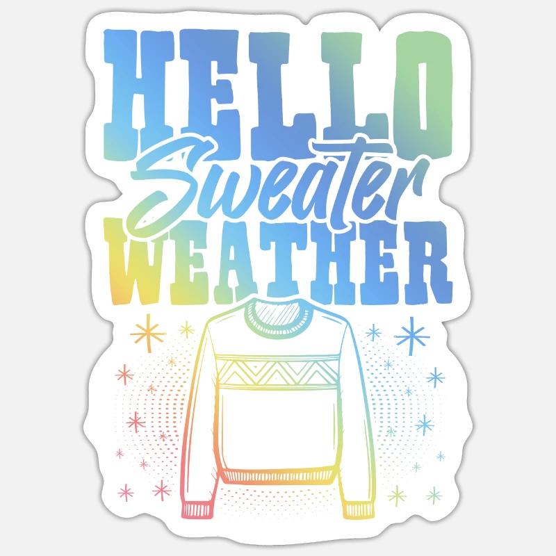 Pull Météo Hiver - Sticker taille S (10 x 10 cm) - blanc mat