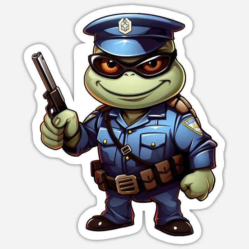 Polizei Schildkröte - Sticker Größe S (10 x 10 cm) - Mattweiß