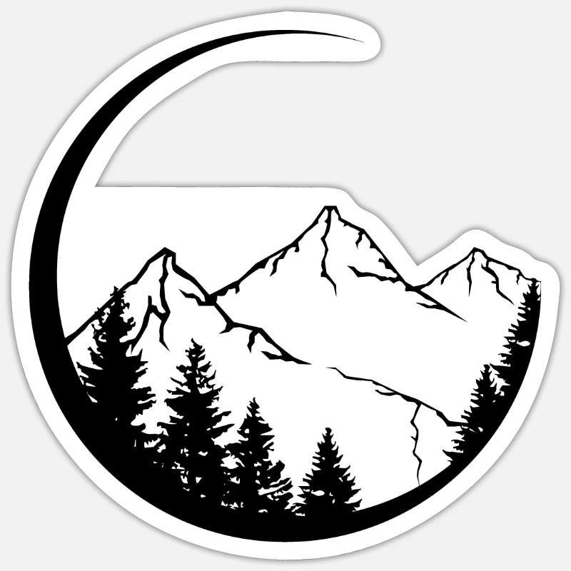Circle - Mountain - - Sticker size S (10 x 10 cm) - white matte