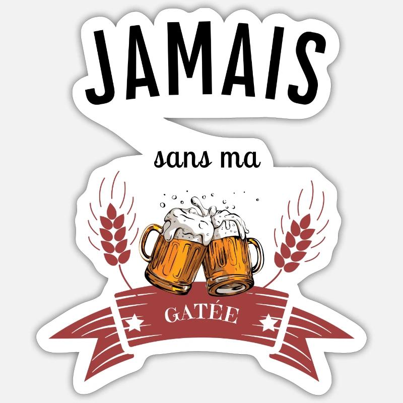 jamais sans ma gaté - Sticker taille S (10 x 10 cm) - blanc mat