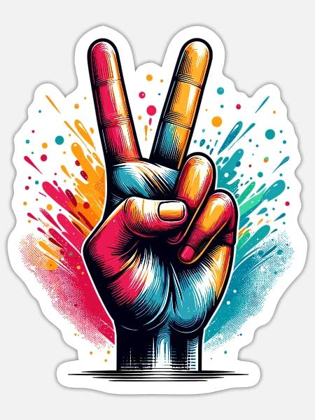 Peace Zeichen in Farbe - Sticker Größe S (10 x 10 cm) - Mattweiß