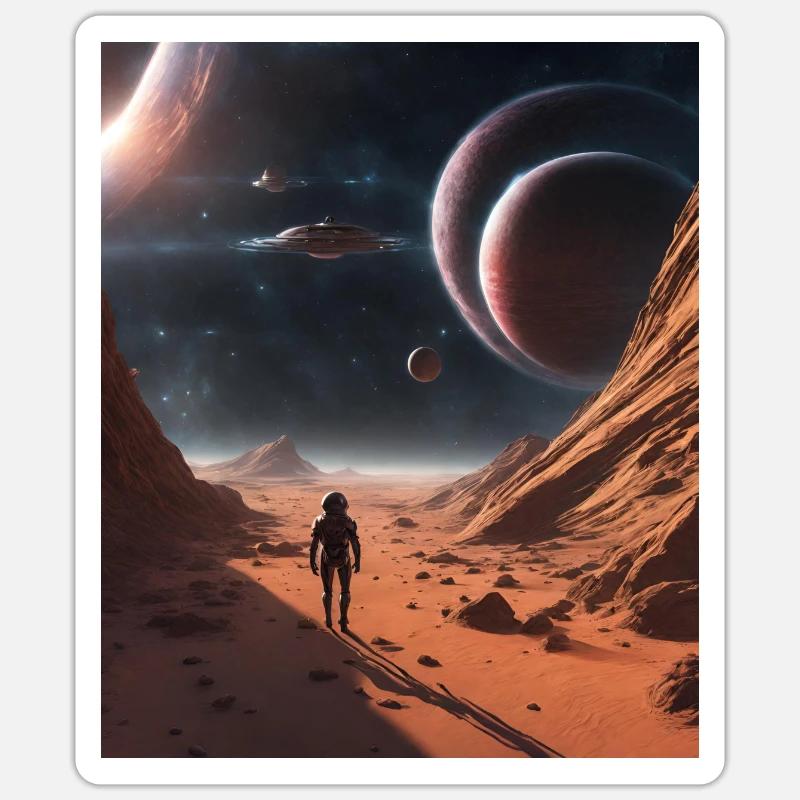 Astronomie Planètes spatiales - Sticker taille S (10 x 10 cm) - blanc mat