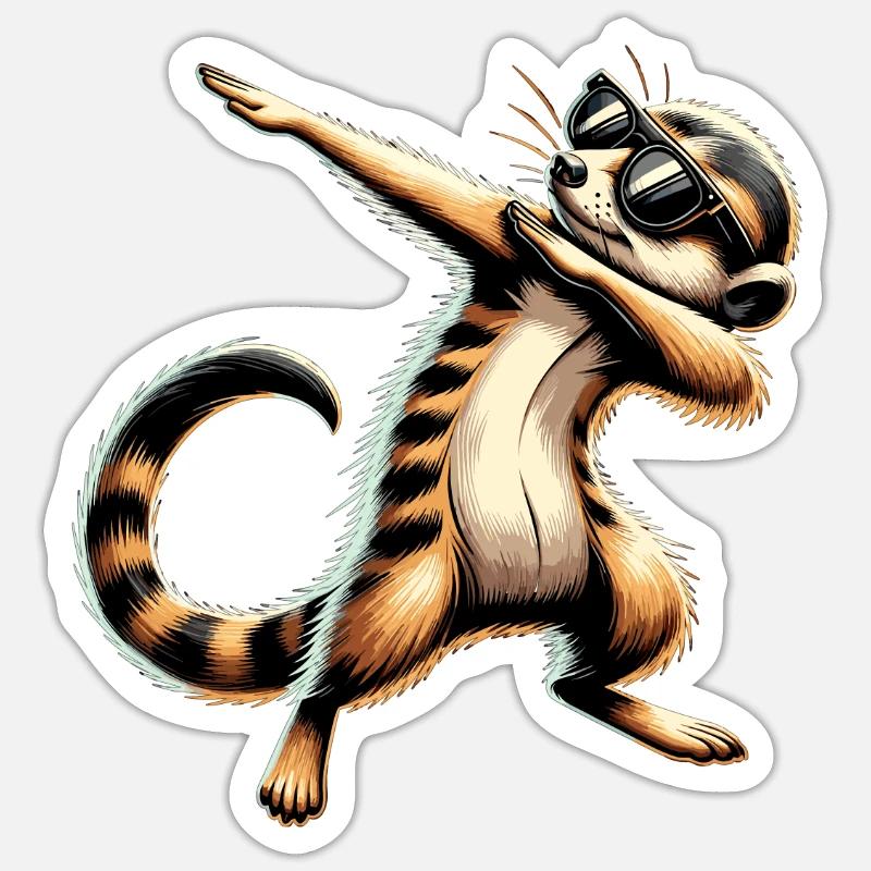 Dabbing Erdmännchen mit Sonnenbrille Cool Erdmännchen Sticker Größe S (10 x 10 cm)