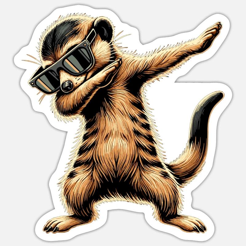 Dabbing Erdmännchen mit Sonnenbrille Cool Erdmännchen Sticker Größe S (10 x 10 cm)