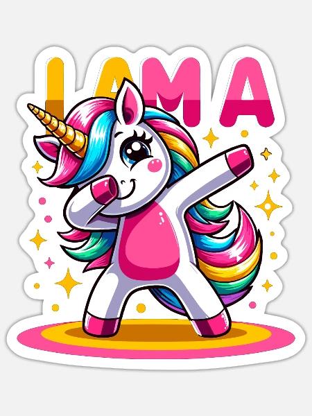 Einhorn Dabbing Niedlicher Regenbogen Ich bin ein Einhorn - Sticker Größe S (10 x 10 cm) - Mattweiß