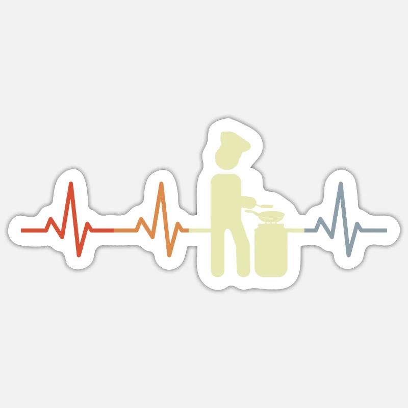 Palpitations cardiaques de la figure de bâton de cuisine Sticker taille S (10 x 10 cm)