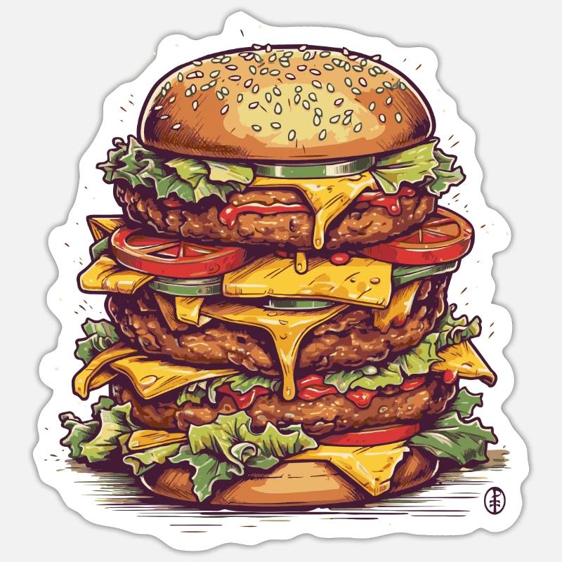 A Giant Mega Cheeseburger - Sticker size S (10 x 10 cm) - white matte