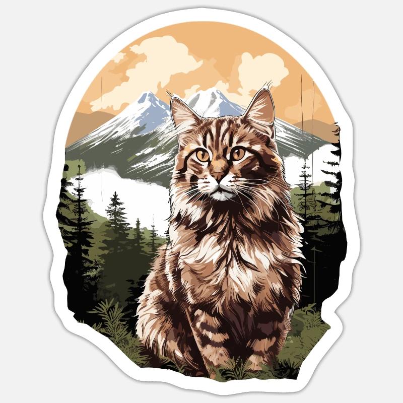 Norwegian Forest Cat - Sticker Größe S (10 x 10 cm) - Mattweiß