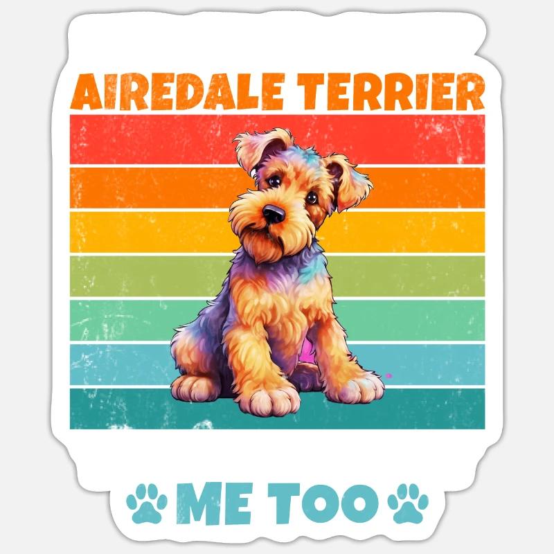 Cadeaux Airedale Terrier - Sticker taille S (10 x 10 cm) - blanc mat