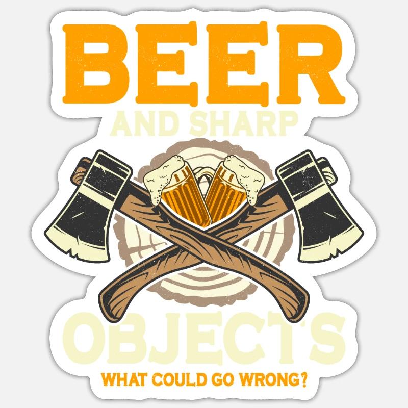 Beer And Sharp Objects Hatchet Ax Axe Throwing Sticker size S (10 x 10 cm)