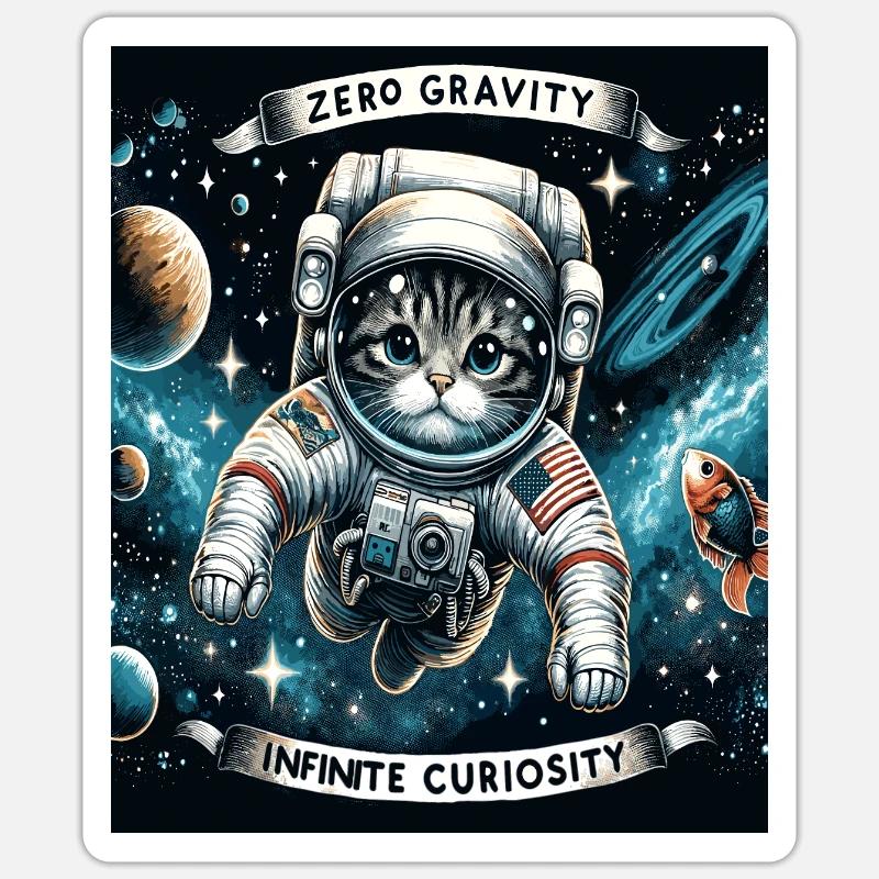 Chat dans l’espace Sticker taille S (10 x 10 cm)