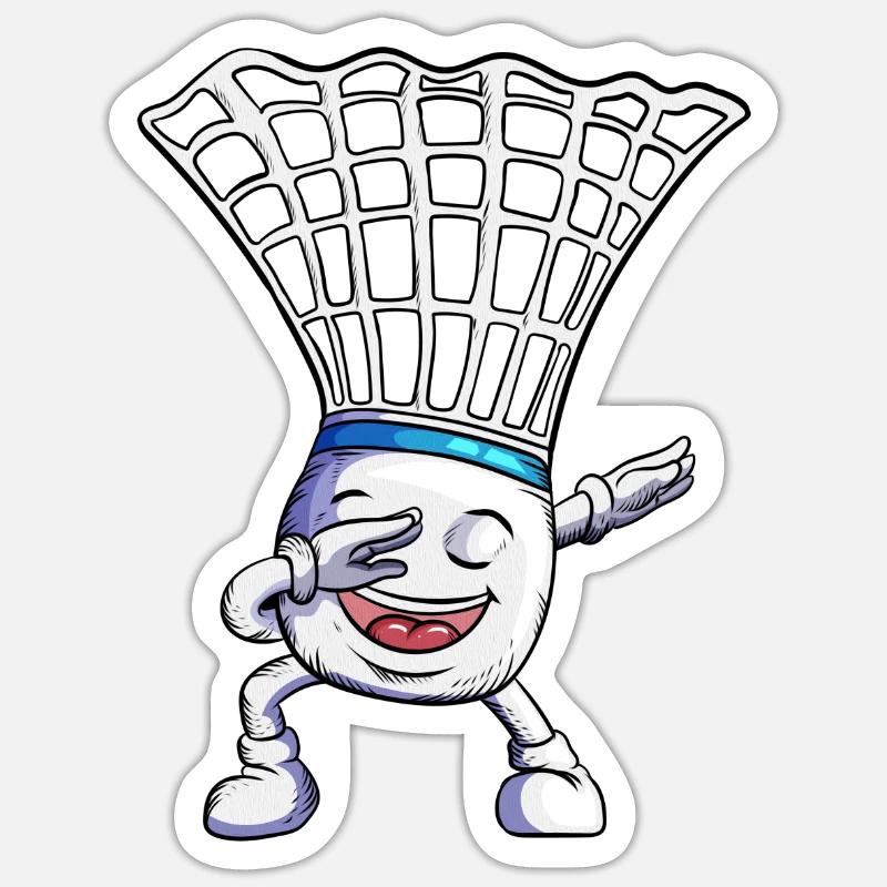 Le badminton fait le dabbing de la conception de dab de danse de vacances - Sticker taille S (10 x 10 cm) - blanc mat