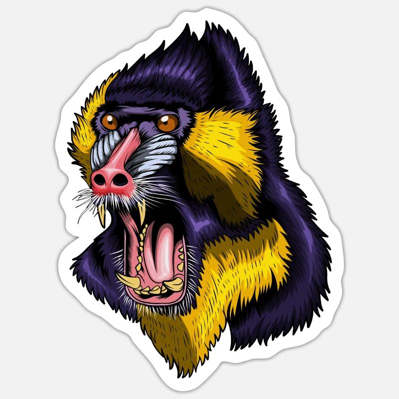 Monkey Enclosure Mandrill Mandrills Monkey Group Sticker size S (10 x 10 cm)