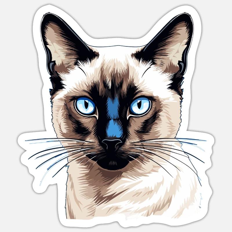 Siamese Cat Siamkatze - Sticker Größe S (10 x 10 cm) - Mattweiß